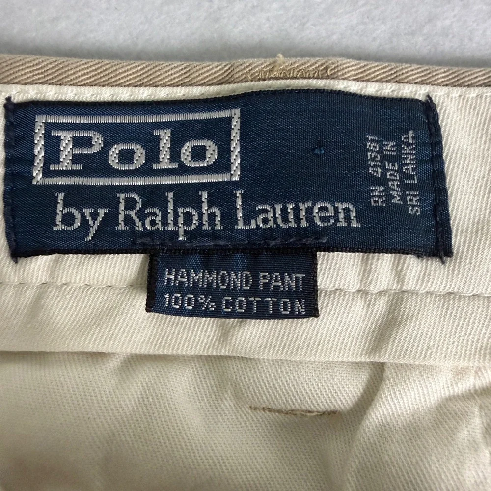 Polo Ralph Lauren Hammond Pant Mens 38x34 Tan Khaki Double Pleated Cuffed Chinos